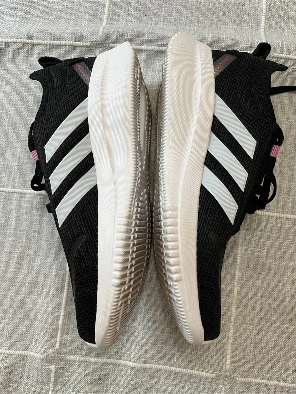 ADIDAS Women’s Black Mesh Sneakers with Pink Accents